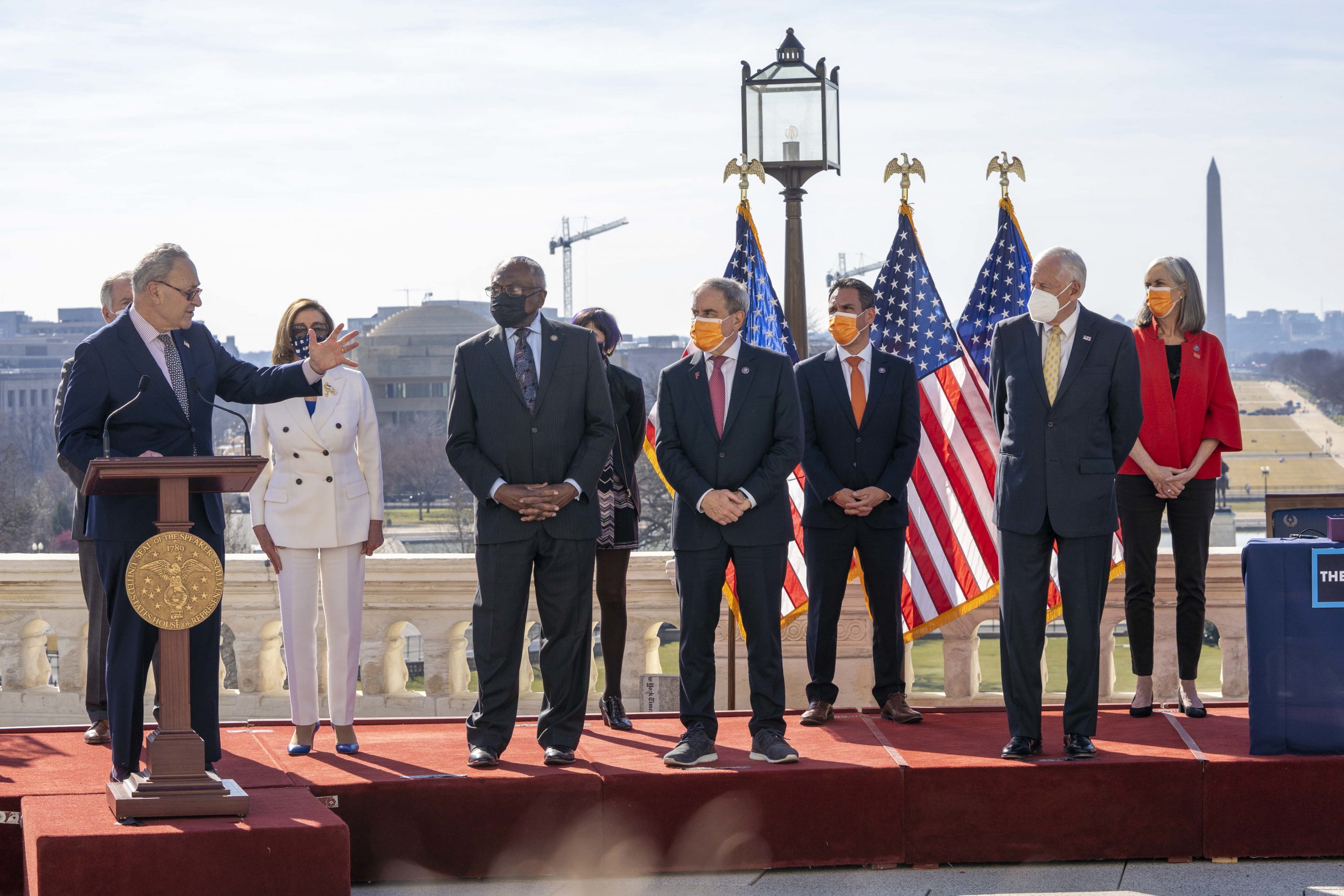 Congressional Democrats at a press conference in March 2021.