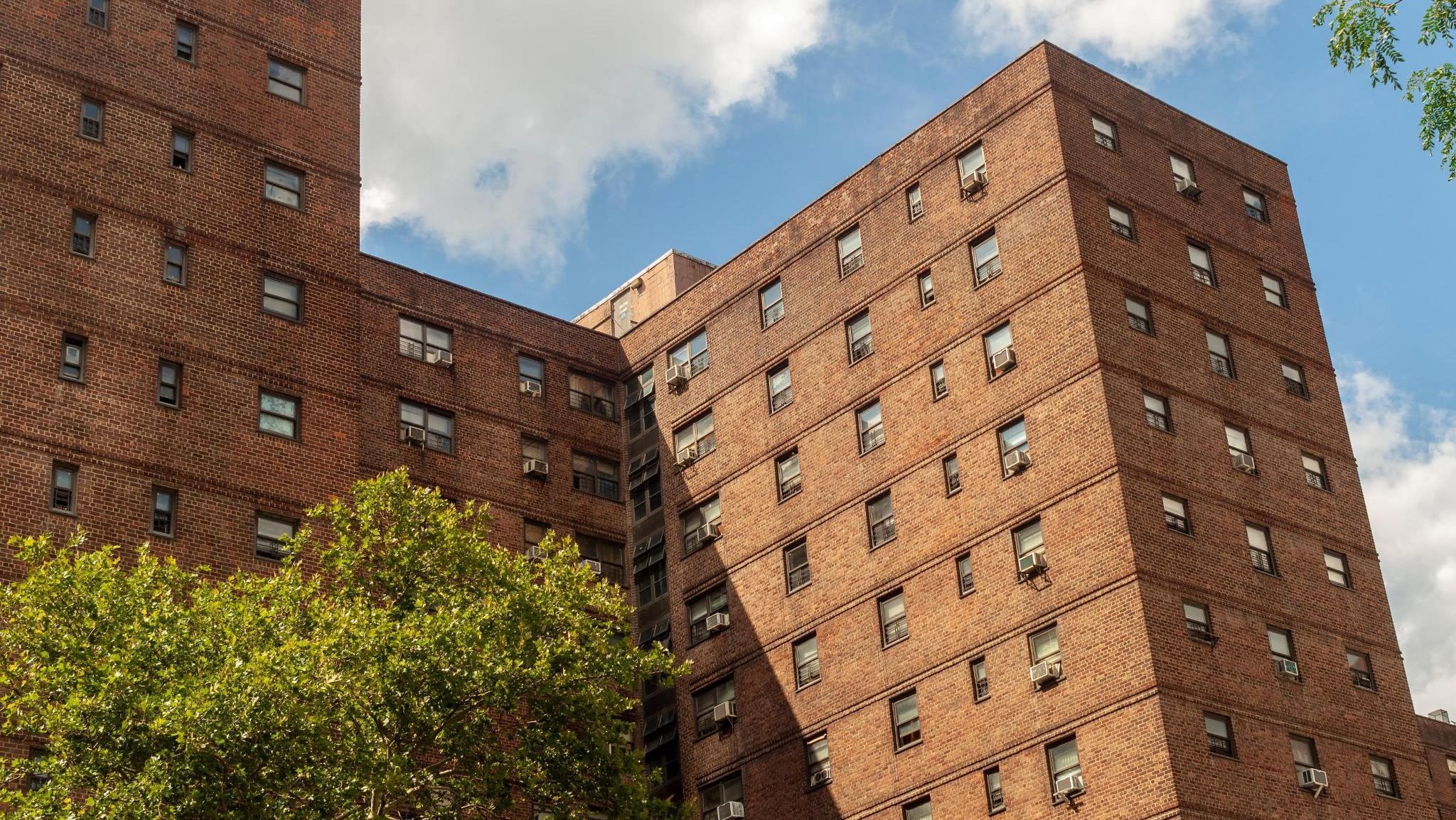 The massive NYCHA Amsterdam Houses complex of apartments in the Lincoln Square neighborhood in New York