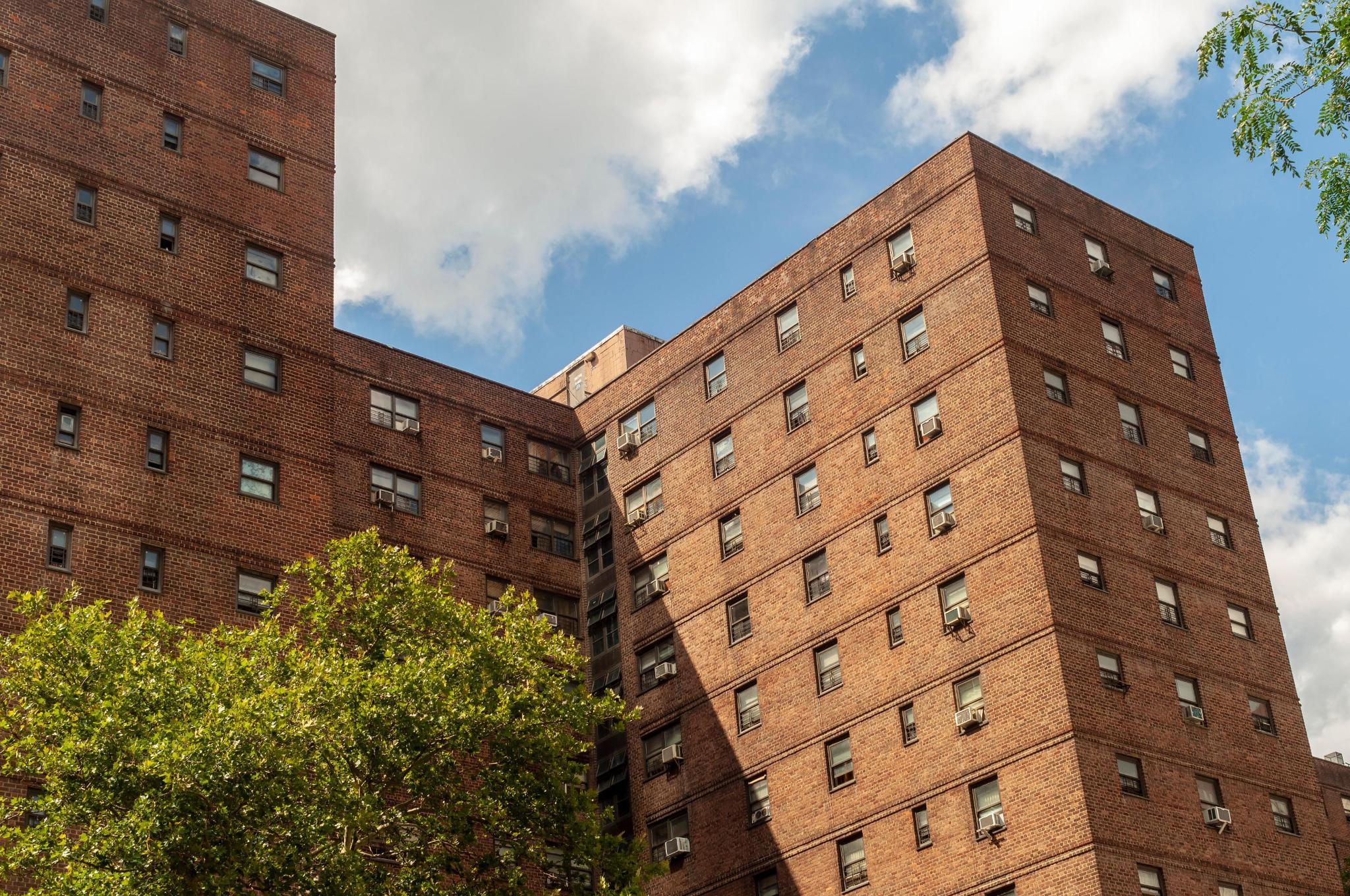 The massive NYCHA Amsterdam Houses complex of apartments in the Lincoln Square neighborhood in New York